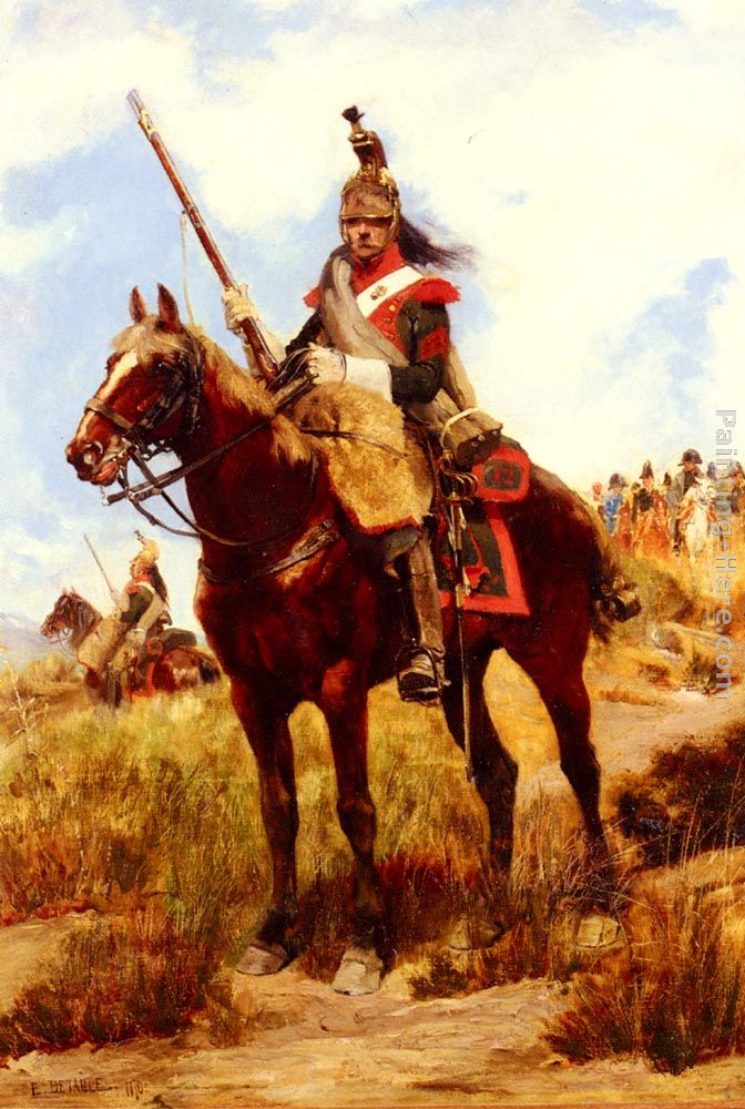 A Rank Soldier of the 12th Dragon Regiment en vedette painting - Jean Baptiste Edouard Detaille A Rank Soldier of the 12th Dragon Regiment en vedette art painting